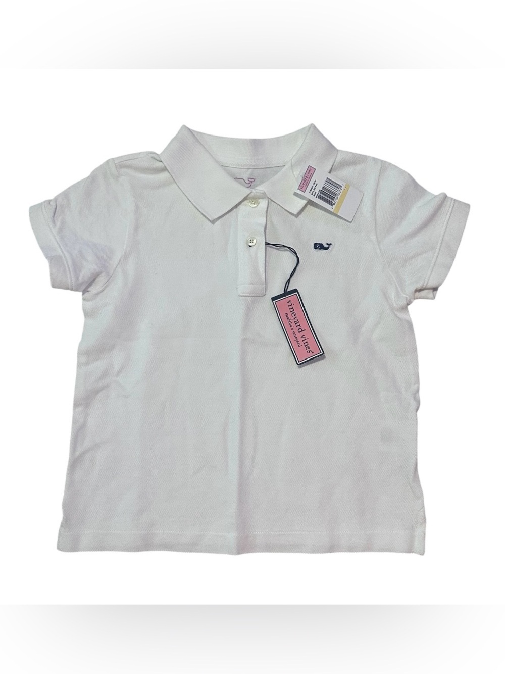 Vineyard Vines White Kids Polo with Whale Logo